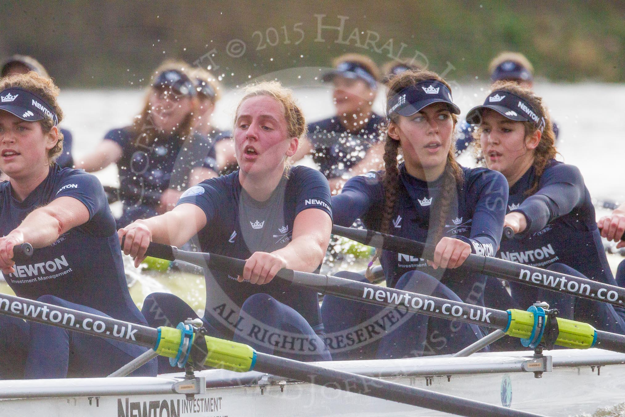 The Boat Race season 2016 - Women's Boat Race Trial Eights (OUWBC, Oxford): "Scylla", here 6-Joanne Jansen, 5-Anastasia Chitty, 4-Rebecca Te Water Naude, 3-Elettra Ardissino.
River Thames between Putney Bridge and Mortlake,
London SW15,

United Kingdom,
on 10 December 2015 at 12:31, image #264