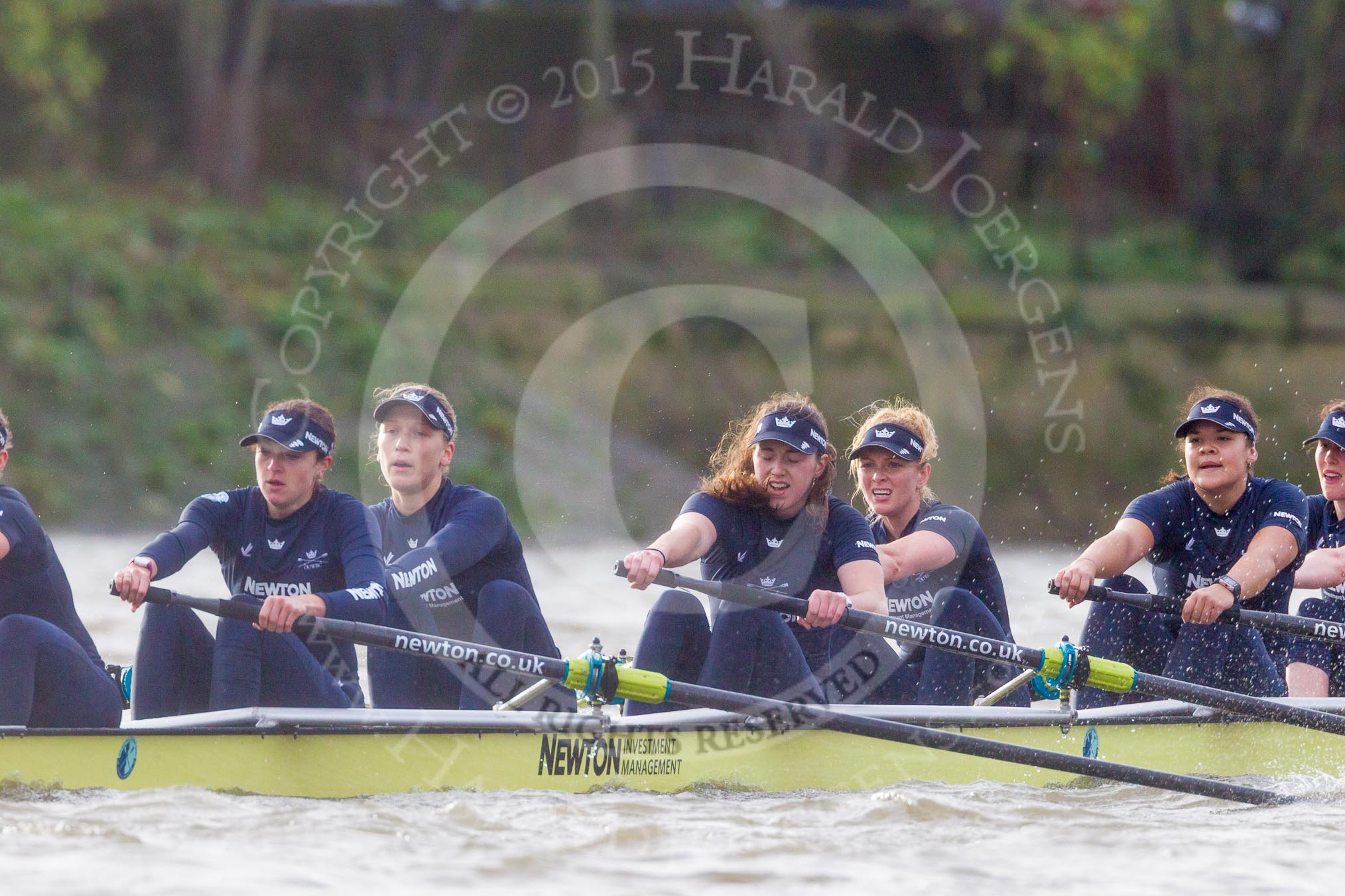 The Boat Race season 2016 - Women's Boat Race Trial Eights (OUWBC, Oxford): "Charybdis", here 7-Maddy Badcott, 6-Elo Luik, 5-Ruth Siddorn, 4-Emma Spruce, 3-Lara Pysden.
River Thames between Putney Bridge and Mortlake,
London SW15,

United Kingdom,
on 10 December 2015 at 12:35, image #299