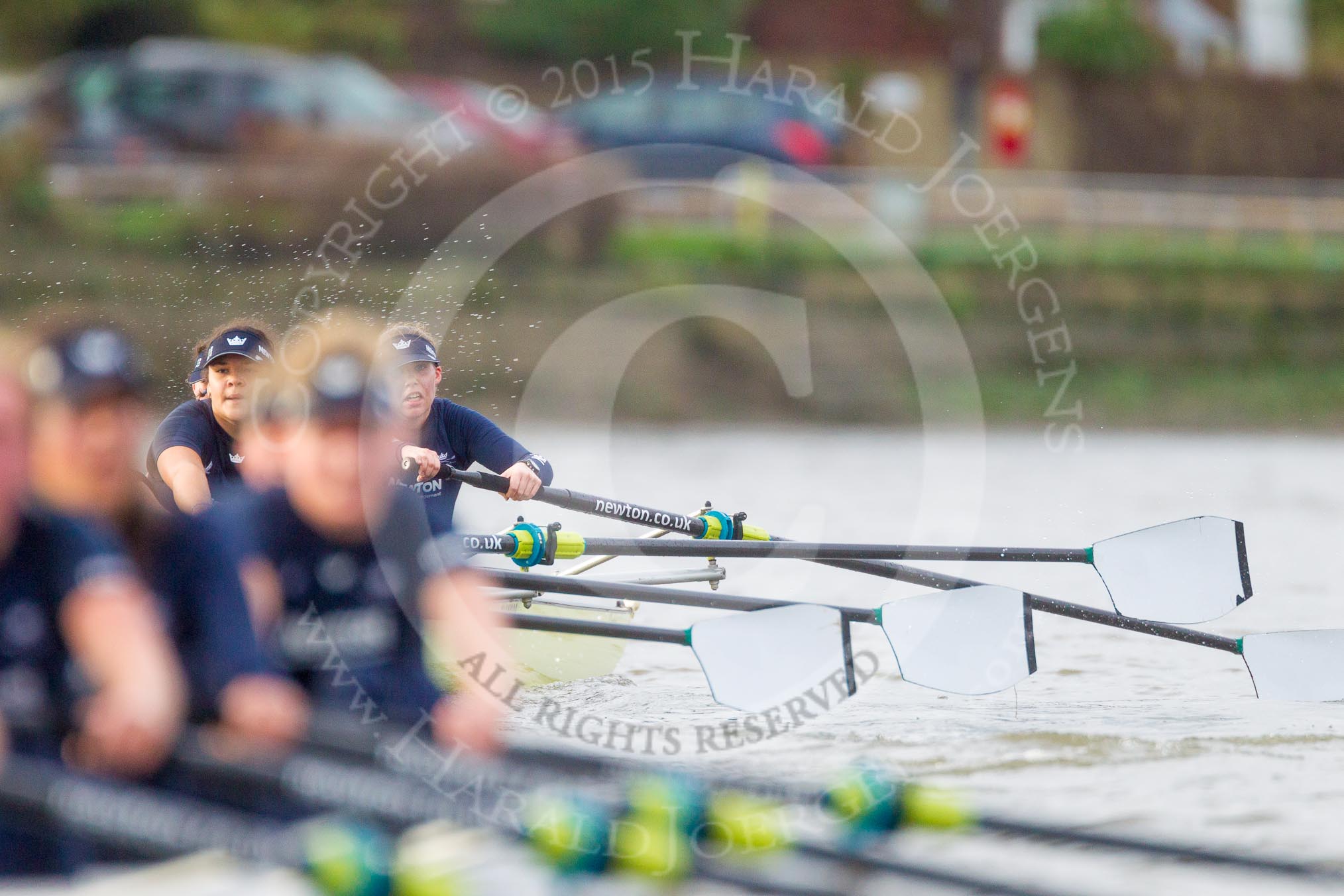 Photo 1512101236491D46738HaraldJoergens The Boat Race season 2016 - Women's Boat Race Trial Eights (OUWBC, Oxford): "Charybdis", 3-Lara Pysden, 2-Christina Fleischer, bow-Georgie Daniell seen behind "Scylla".
River Thames between Putney Bridge and Mortlake,
London SW15,
United Kingdom,
on 10 December 2015 at 12:36, image #317