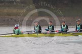 The Boat Race season 2016 - Women's Boat Race Trial Eights (CUWBC, Cambridge): The "Twickenham" crew, here Cox-Rosemary Ostfeld, stroke-Myriam Goudet, 7-Caroline Habjan, 6-Fiona Macklin, 5-Hannah Roberts.
River Thames between Putney Bridge and Mortlake,
London SW15,

United Kingdom,
on 10 December 2015 at 10:58, image #36