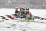 The Boat Race season 2016 - Women's Boat Race Trial Eights (CUWBC, Cambridge): "Twickenham" during the race, bow-Dorottya Nagy, 2-Imogen Grant, 3-Ashton Brown, 4-Sarah Carlotti, 5-Hannah Roberts, 6-Fiona Macklin, 7-Caroline Habjan, stroke-Myriam Goudet, cox-Rosemary Ostfeld.
River Thames between Putney Bridge and Mortlake,
London SW15,

United Kingdom,
on 10 December 2015 at 11:07, image #61