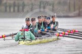The Boat Race season 2016 - Women's Boat Race Trial Eights (CUWBC, Cambridge): "Twickenham" with cox-Rosemary Ostfeld, stroke-Myriam Goudet, 7-Caroline Habjan, 6-Fiona Macklin, 5-Hannah Roberts, 4-Sarah Carlotti, 3-Ashton Brown, 2-Imogen Grant, bow-Dorottya Nagy.
River Thames between Putney Bridge and Mortlake,
London SW15,

United Kingdom,
on 10 December 2015 at 11:11, image #87