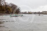 The Boat Race season 2016 - Women's Boat Race Trial Eights (CUWBC, Cambridge): "Twickenham" in the lead at the Surrey Bend.
River Thames between Putney Bridge and Mortlake,
London SW15,

United Kingdom,
on 10 December 2015 at 11:12, image #88