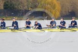 The Boat Race season 2016 - Women's Boat Race Trial Eights (OUWBC, Oxford): "Charybdis" waiting for the start of the race, here 7-Maddy Badcott, 6-Elo Luik, 5-Ruth Siddorn, 4-Emma Spruce, 3-Lara Pysden, 2-Christina Fleischer, bow-Georgie Daniell.
River Thames between Putney Bridge and Mortlake,
London SW15,

United Kingdom,
on 10 December 2015 at 12:15, image #125