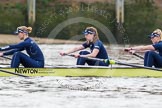 The Boat Race season 2016 - Women's Boat Race Trial Eights (OUWBC, Oxford): "Charybdis" ready for the start of the race, here 6-Elo Luik, 5-Ruth Siddorn, 4-Emma Spruce.
River Thames between Putney Bridge and Mortlake,
London SW15,

United Kingdom,
on 10 December 2015 at 12:18, image #135