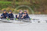 The Boat Race season 2016 - Women's Boat Race Trial Eights (OUWBC, Oxford): "Scylla", here 4-Rebecca Te Water Naude, 3-Elettra Ardissino, 2-Merel Lefferts, bow-Issy Dodds.
River Thames between Putney Bridge and Mortlake,
London SW15,

United Kingdom,
on 10 December 2015 at 12:22, image #187