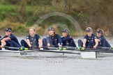 The Boat Race season 2016 - Women's Boat Race Trial Eights (OUWBC, Oxford): "Scylla", here 6-Joanne Jansen, 5-Anastasia Chitty, 4-Rebecca Te Water Naude, 3-Elettra Ardissino, 2-Merel Lefferts, bow-Issy Dodds.
River Thames between Putney Bridge and Mortlake,
London SW15,

United Kingdom,
on 10 December 2015 at 12:22, image #188