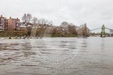 The Boat Race season 2016 - Women's Boat Race Trial Eights (OUWBC, Oxford): "Charybdis" and "Scylla" approaching Hammersmith Bridge, "Scylla" is leading by several length.
River Thames between Putney Bridge and Mortlake,
London SW15,

United Kingdom,
on 10 December 2015 at 12:25, image #204