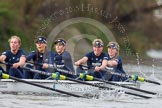 The Boat Race season 2016 - Women's Boat Race Trial Eights (OUWBC, Oxford): "Scylla", here 5-Anastasia Chitty, 4-Rebecca Te Water Naude, 3-Elettra Ardissino, 2-Merel Lefferts, bow-Issy Dodds.
River Thames between Putney Bridge and Mortlake,
London SW15,

United Kingdom,
on 10 December 2015 at 12:25, image #205