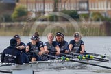 The Boat Race season 2016 - Women's Boat Race Trial Eights (OUWBC, Oxford): "Scylla" at the Surrey Bend, cox-Antonia Stutter, stroke-Emma Lukasiewicz, 7-Lauren Kedar, 6-Joanne Jansen, 5-Anastasia Chitty, 4-Rebecca Te Water Naude, 3-Elettra Ardissino, 2-Merel Lefferts, bow-Issy Dodds.
River Thames between Putney Bridge and Mortlake,
London SW15,

United Kingdom,
on 10 December 2015 at 12:26, image #218