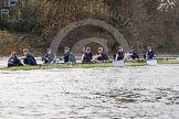 The Boat Race season 2016 - Women's Boat Race Trial Eights (OUWBC, Oxford): "Charybdis" , at the Surrey Bend, cox-Morgan Baynham-Williams, stroke-Kate Erickson, 7-Maddy Badcott, 6-Elo Luik, 5-Ruth Siddorn, 4-Emma Spruce, 3-Lara Pysden, 2-Christina Fleischer, bow-Georgie Daniell.
River Thames between Putney Bridge and Mortlake,
London SW15,

United Kingdom,
on 10 December 2015 at 12:27, image #228