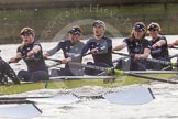 The Boat Race season 2016 - Women's Boat Race Trial Eights (OUWBC, Oxford): "Charybdis", here stroke-Kate Erickson, 7-Maddy Badcott, 6-Elo Luik, 5-Ruth Siddorn, 4-Emma Spruce.
River Thames between Putney Bridge and Mortlake,
London SW15,

United Kingdom,
on 10 December 2015 at 12:33, image #284