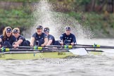 The Boat Race season 2016 - Women's Boat Race Trial Eights (OUWBC, Oxford): "Charybdis", here 5-Ruth Siddorn, 4-Emma Spruce, 3-Lara Pysden, 2-Christina Fleischer, bow-Georgie Daniell.
River Thames between Putney Bridge and Mortlake,
London SW15,

United Kingdom,
on 10 December 2015 at 12:35, image #294