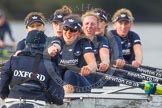 The Boat Race season 2016 - Women's Boat Race Trial Eights (OUWBC, Oxford): "Scylla", cox-Antonia Stutter, stroke-Emma Lukasiewicz, 7-Lauren Kedar, 6-Joanne Jansen, 5-Anastasia Chitty, 4-Rebecca Te Water Naude, 3-Elettra Ardissino, 2-Merel Lefferts, bow-Issy Dodds.
River Thames between Putney Bridge and Mortlake,
London SW15,

United Kingdom,
on 10 December 2015 at 12:37, image #332