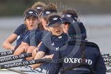 The Boat Race season 2016 - Women's Boat Race Trial Eights (OUWBC, Oxford): "Scylla", cox-Antonia Stutter, stroke-Emma Lukasiewicz, 7-Lauren Kedar, 6-Joanne Jansen, 5-Anastasia Chitty, 4-Rebecca Te Water Naude, 3-Elettra Ardissino, 2-Merel Lefferts, bow-Issy Dodds.
River Thames between Putney Bridge and Mortlake,
London SW15,

United Kingdom,
on 10 December 2015 at 12:37, image #340