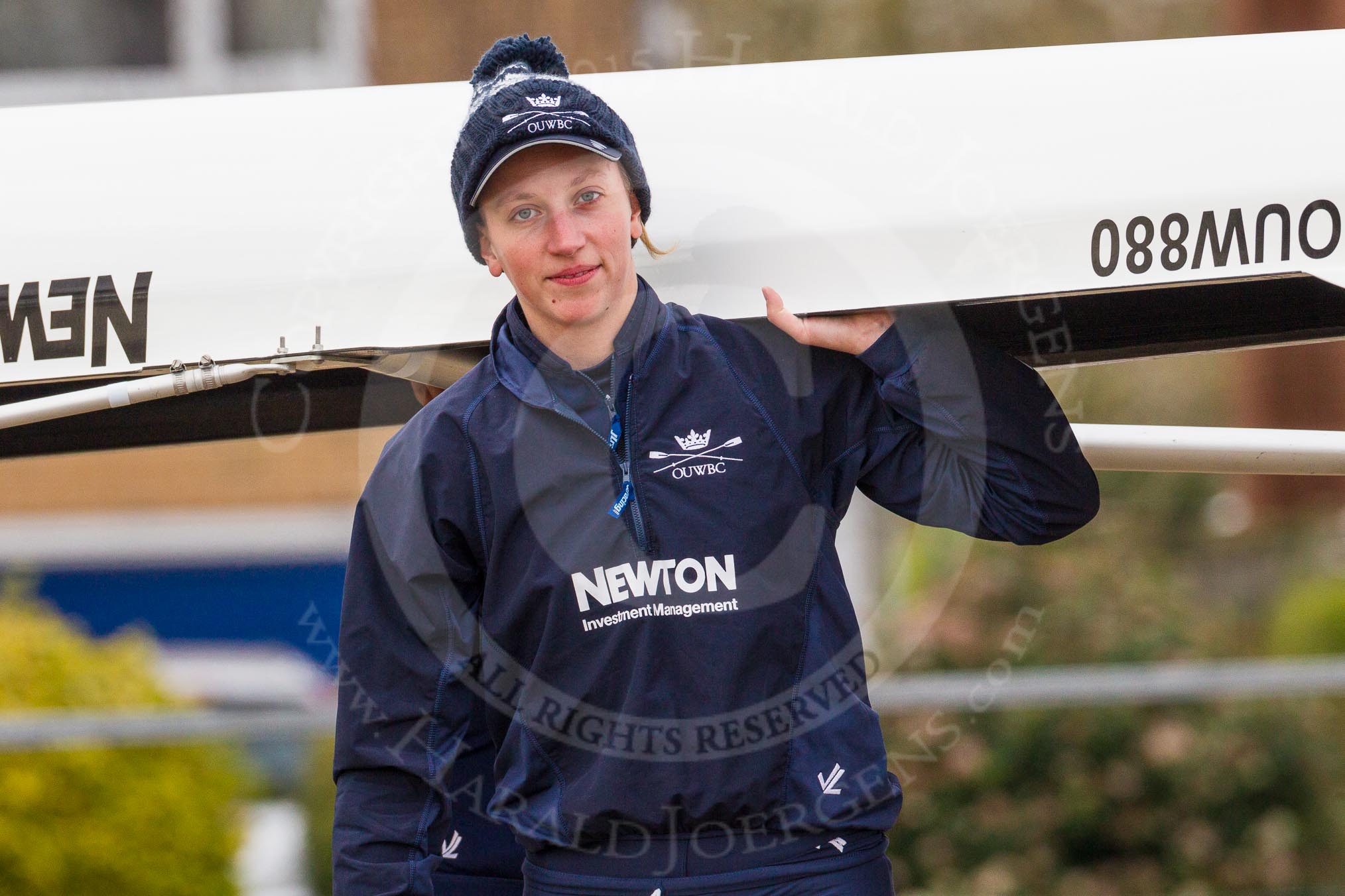 The Boat Race season 2016 - OUWBC training Wallingford: Georgie Daniell, bow in Osiris, the OUWBC reserve boat.
River Thames,
Wallingford,
Oxfordshire,

on 29 February 2016 at 15:15, image #24
