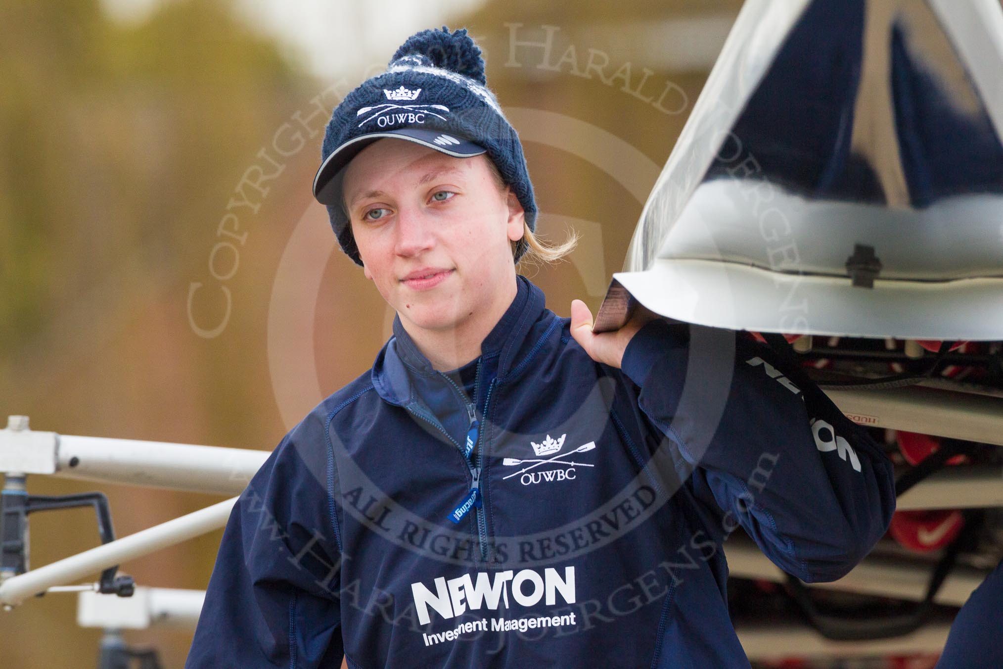 The Boat Race season 2016 - OUWBC training Wallingford: Georgie Daniell, bow in Osiris, the OUWBC reserve boat.
River Thames,
Wallingford,
Oxfordshire,

on 29 February 2016 at 15:15, image #26