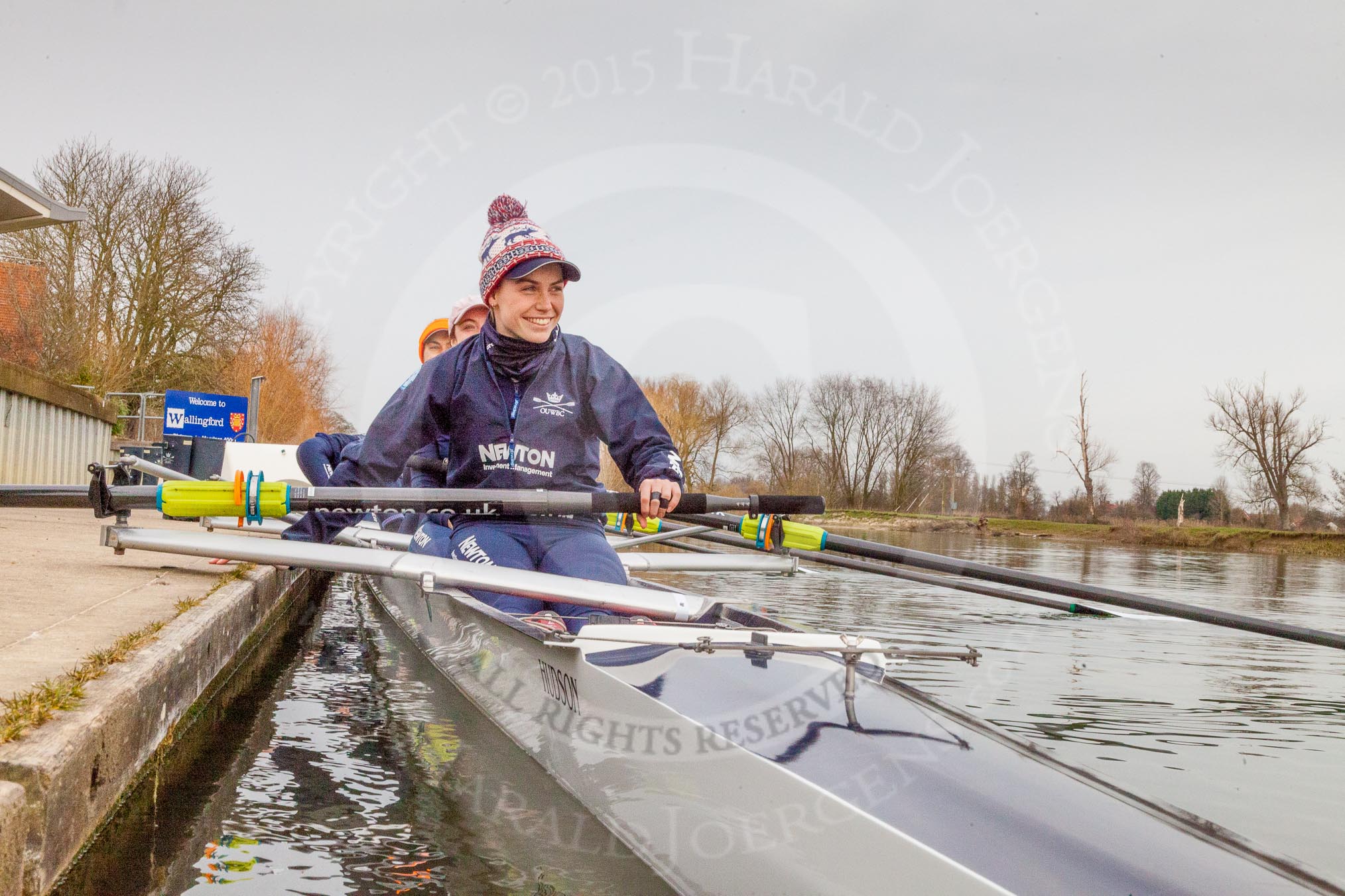 The Boat Race season 2016 - OUWBC training Wallingford: Flo Pickles, stroke in Osiris, the OUWBC reserve boat.
River Thames,
Wallingford,
Oxfordshire,

on 29 February 2016 at 15:19, image #39