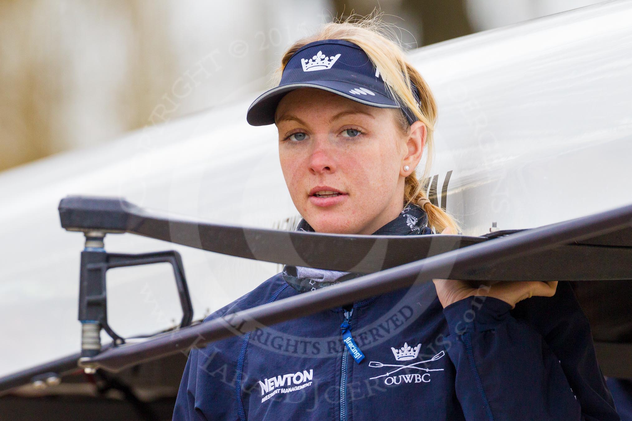 The Boat Race season 2016 - OUWBC training Wallingford: Emma Spruce, 2 seat in the OUWBC Blue Boat.
River Thames,
Wallingford,
Oxfordshire,

on 29 February 2016 at 15:31, image #49