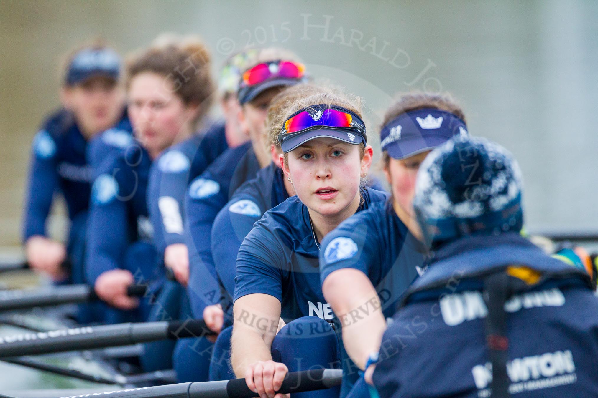 The Boat Race season 2016 - OUWBC training Wallingford: Maddy Badcott, OUWBC president and 7 seat in the Oxford Blue Boat.
River Thames,
Wallingford,
Oxfordshire,

on 29 February 2016 at 16:34, image #146