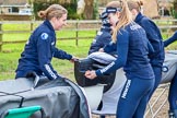 The Boat Race season 2016 - OUWBC training Wallingford: Assembling the boat for the OUWBC Blue Boat training session - Anastasia Chitty and OUWBC president Maddy Badcott.
River Thames,
Wallingford,
Oxfordshire,

on 29 February 2016 at 14:35, image #8