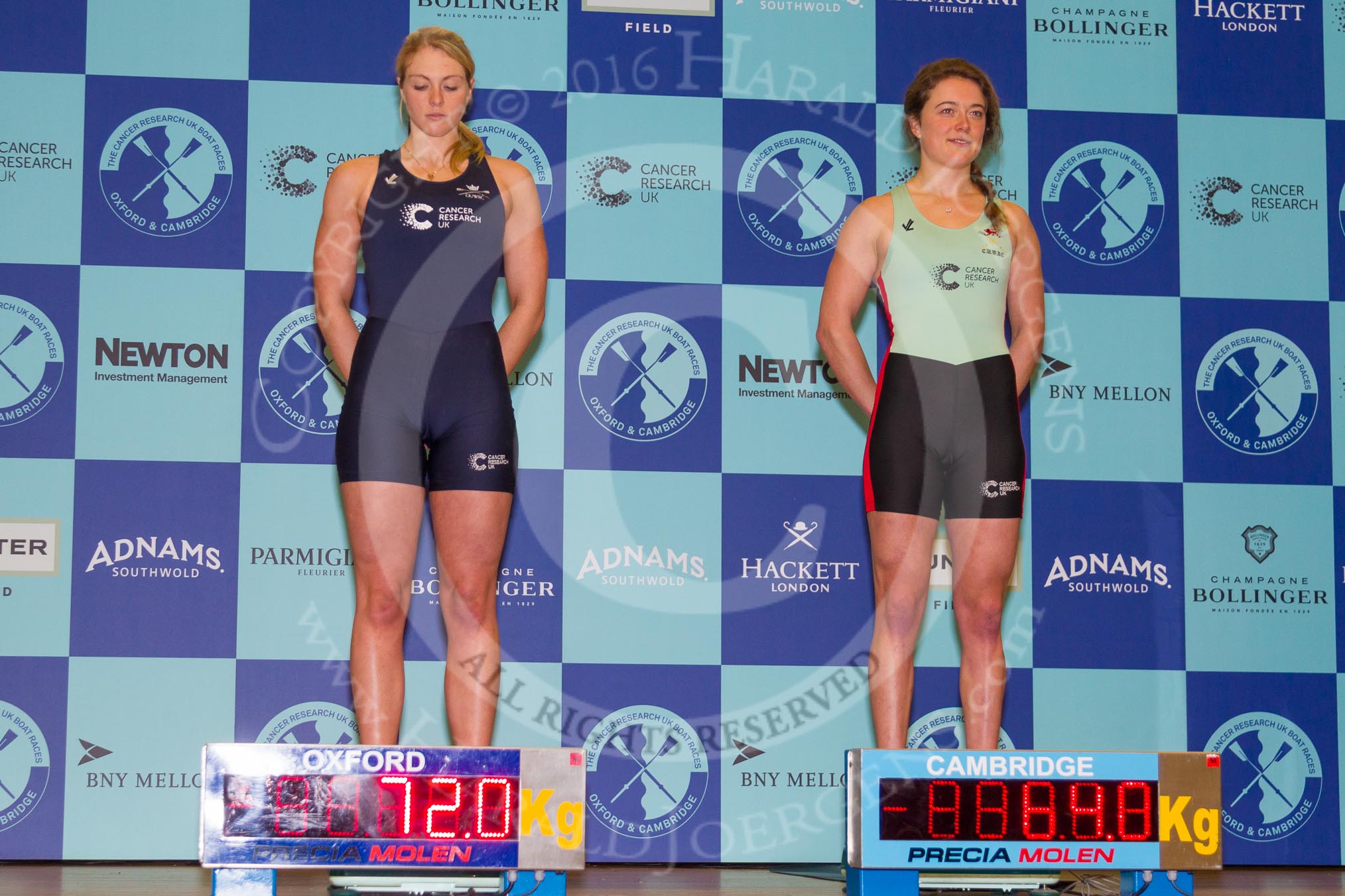 The Boat Race season 2016 - Crew Announcement and Weigh-In: The Women's Boat Race, 2 seat: Oxford: Emma Spruce – 72.0k, Cambridge: Fiona Macklin – 64.0kg.
Westmister Hall, Westminster,
London SW11,

United Kingdom,
on 01 March 2016 at 10:10, image #24