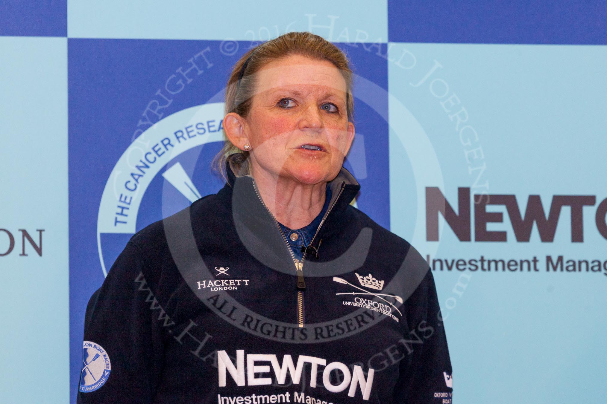 The Boat Race season 2016 - Crew Announcement and Weigh-In: The Women's Boat Race head coaches, here Christine Wilson (Oxford).
Westmister Hall, Westminster,
London SW11,

United Kingdom,
on 01 March 2016 at 10:17, image #50