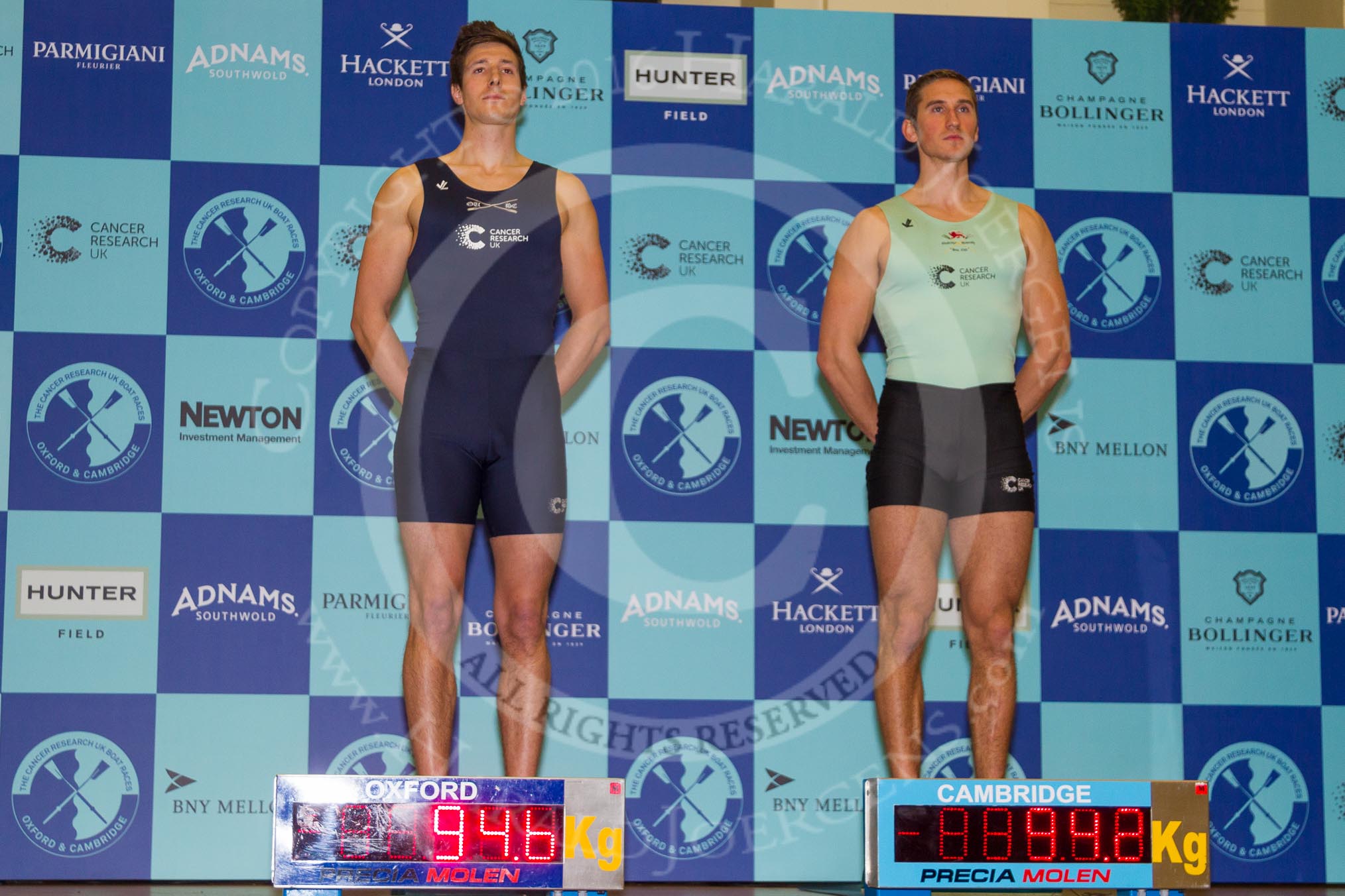 The Boat Race season 2016 - Crew Announcement and Weigh-In: The Boat Race, stroke: Oxford: Nik Hazell   – 94.8kg, Cambridge: Lance Tredell  – 94.2kg.
Westmister Hall, Westminster,
London SW11,

United Kingdom,
on 01 March 2016 at 10:23, image #73