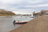 The Boat Race season 2017 - Women's Boat Race Fixture CUWBC vs Univerity of London: The Thames at the boat houses in Putney, 45 minutes before the start of the race, a pleasant and quiet February Sunday afternoon, it will already get dark when the race starts.
River Thames between Putney Bridge and Mortlake,
London SW15,

United Kingdom,
on 19 February 2017 at 15:11, image #1