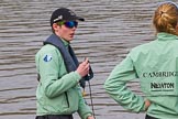 The Boat Race season 2017 - Women's Boat Race Fixture CUWBC vs Univerity of London: CUWBC cox Matthew Holland with stroke Alice White before the race.
River Thames between Putney Bridge and Mortlake,
London SW15,

United Kingdom,
on 19 February 2017 at 15:15, image #4