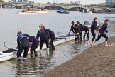 The Boat Race season 2017 - Women's Boat Race Fixture CUWBC vs Univerity of London: Getting ready for the fixture - the University of London crew.
River Thames between Putney Bridge and Mortlake,
London SW15,

United Kingdom,
on 19 February 2017 at 15:18, image #14