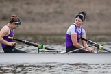 The Boat Race season 2017 - Women's Boat Race Fixture CUWBC vs Univerity of London: The UL boat, here 5 - Charlotte Hodgkins-Byrne, 6 - Georgia Stratham.
River Thames between Putney Bridge and Mortlake,
London SW15,

United Kingdom,
on 19 February 2017 at 15:57, image #45