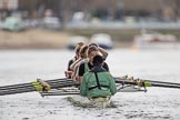 The Boat Race season 2017 - Women's Boat Race Fixture CUWBC vs Univerity of London: The CUWBC eight seconds before the start of the race, cox - Matthew Holland, stroke - Alice White, 7 - Myriam Goudet, 6 - Melissa Wilson, 5 - Holy Hill, 4 - Imogen Grant, 3 - Ashton Brown, 2 - Kirsten Van Fosen, bow - Claire Lambe.
River Thames between Putney Bridge and Mortlake,
London SW15,

United Kingdom,
on 19 February 2017 at 16:00, image #53