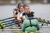 The Boat Race season 2017 - Women's Boat Race Fixture CUWBC vs Univerity of London: The CUWBC eight with bow - Claire Lambe, 2 - Kirsten Van Fosen, 3 - Ashton Brown, 4 - Imogen Grant, 5 - Holy Hill, 6 - Melissa Wilson, 7 - Myriam Goudet, stroke - Alice White, cox - Matthew Holland
. in focus Alice White.
River Thames between Putney Bridge and Mortlake,
London SW15,

United Kingdom,
on 19 February 2017 at 16:01, image #67