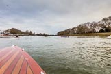 The Boat Race season 2017 - Women's Boat Race Fixture CUWBC vs Univerity of London: The scene near the boat houses, seen from the press launch.
River Thames between Putney Bridge and Mortlake,
London SW15,

United Kingdom,
on 19 February 2017 at 16:02, image #71