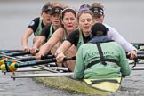 The Boat Race season 2017 - Women's Boat Race Fixture CUWBC vs Univerity of London: The CUWBC eight, cox - Matthew Holland, stroke - Alice White, 7 - Myriam Goudet, 6 - Melissa Wilson, 5 - Holy Hill, 4 - Imogen Grant, 3 - Ashton Brown, 2 - Kirsten Van Fosen, bow - Claire Lambe, in focus Melissa Wilson.
River Thames between Putney Bridge and Mortlake,
London SW15,

United Kingdom,
on 19 February 2017 at 16:03, image #74
