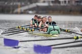 The Boat Race season 2017 - Women's Boat Race Fixture CUWBC vs Univerity of London: CUWBC ahead of UL BC by at least ome length between the Milepost and Hammersmith Bridge.
River Thames between Putney Bridge and Mortlake,
London SW15,

United Kingdom,
on 19 February 2017 at 16:05, image #86