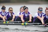 The Boat Race season 2017 - Women's Boat Race Fixture CUWBC vs Univerity of London: The UL boat, here 3 - Fionnuala Gannon, 4 - Sara Parfett, 5 - Charlotte Hodgkins-Byrne, 6 - Georgia Stratham, 7 - Ally French, stroke - Robyn Hart-Winks.
River Thames between Putney Bridge and Mortlake,
London SW15,

United Kingdom,
on 19 February 2017 at 16:25, image #136