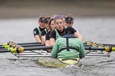 The Boat Race season 2017 - Women's Boat Race Fixture CUWBC vs Univerity of London: The CUWBC eight, bow - Claire Lambe, 2 - Kirsten Van Fosen, 3 - Ashton Brown, 4 - Imogen Grant, 5 - Holy Hill, 6 - Melissa Wilson, 7 - Myriam Goudet, stroke - Alice White, cox - Matthew Holland.
River Thames between Putney Bridge and Mortlake,
London SW15,

United Kingdom,
on 19 February 2017 at 16:26, image #138