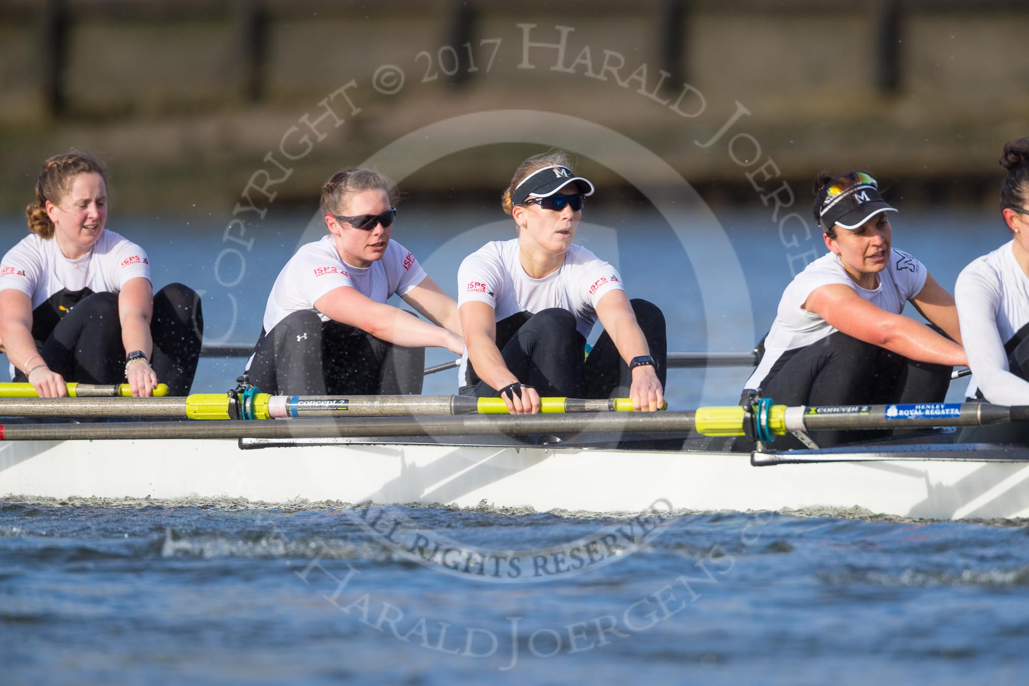 The Cancer Research UK Boat Race season 2017 - Women's Boat Race Fixture OUWBC vs Molesey BC: The Molesey boat, here 4 Claire McKeown, 5 Katie Bartlett, 6 Elo Luik, 7 Gabriella Rodriguez, stroke Ruth Whyman.
River Thames between Putney Bridge and Mortlake,
London SW15,

United Kingdom,
on 19 March 2017 at 16:05, image #91