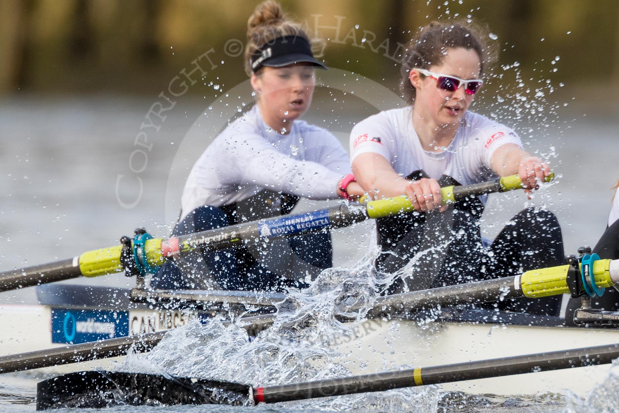 The Cancer Research UK Boat Race season 2017 - Women's Boat Race Fixture OUWBC vs Molesey BC: The Molesey boat, here bow Emma McDonald, 2 Caitlin Boyland.
River Thames between Putney Bridge and Mortlake,
London SW15,

United Kingdom,
on 19 March 2017 at 16:06, image #95