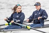 The Cancer Research UK Boat Race season 2017 - Women's Boat Race Fixture OUWBC vs Molesey BC: The OUWBC boat, here 5 seat Chloe Laverack and 4 seat Rebecca Esselstein.
River Thames between Putney Bridge and Mortlake,
London SW15,

United Kingdom,
on 19 March 2017 at 15:21, image #17
