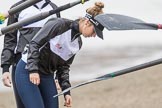 The Cancer Research UK Boat Race season 2017 - Women's Boat Race Fixture OUWBC vs Molesey BC: Molesey getting their boat ready, here 5 seat Katie Bartlett (I guess)?.
River Thames between Putney Bridge and Mortlake,
London SW15,

United Kingdom,
on 19 March 2017 at 15:25, image #27