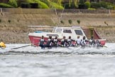 The Cancer Research UK Boat Race season 2017 - Women's Boat Race Fixture OUWBC vs Molesey BC: The Molesey boat south of Putney Bridge before the start of the fixture.
River Thames between Putney Bridge and Mortlake,
London SW15,

United Kingdom,
on 19 March 2017 at 15:40, image #33