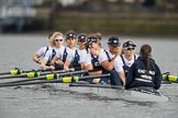 The Cancer Research UK Boat Race season 2017 - Women's Boat Race Fixture OUWBC vs Molesey BC: The OUWBC boat - bow Alice Roberts, 2 Beth Bridgman, 3 Rebecca Te Water Naude, 4 Rebecca Esselstein, 5 Chloe Laverack, 6 Harriet Austin, 7 Jenna Hebert, stroke Emily Cameron, cox Eleanor Shearer.
River Thames between Putney Bridge and Mortlake,
London SW15,

United Kingdom,
on 19 March 2017 at 15:50, image #34