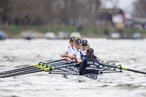 The Cancer Research UK Boat Race season 2017 - Women's Boat Race Fixture OUWBC vs Molesey BC: OUWBC at the start of the race - bow Alice Roberts, 2 Beth Bridgman, 3 Rebecca Te Water Naude, 4 Rebecca Esselstein, 5 Chloe Laverack, 6 Harriet Austin, 7 Jenna Hebert, stroke Emily Cameron, cox Eleanor Shearer.
River Thames between Putney Bridge and Mortlake,
London SW15,

United Kingdom,
on 19 March 2017 at 16:00, image #43