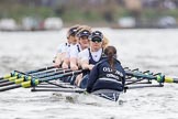 The Cancer Research UK Boat Race season 2017 - Women's Boat Race Fixture OUWBC vs Molesey BC: OUWBC at the start of the race - bow Alice Roberts, 2 Beth Bridgman, 3 Rebecca Te Water Naude, 4 Rebecca Esselstein, 5 Chloe Laverack, 6 Harriet Austin, 7 Jenna Hebert, stroke Emily Cameron, cox Eleanor Shearer.
River Thames between Putney Bridge and Mortlake,
London SW15,

United Kingdom,
on 19 March 2017 at 16:00, image #44