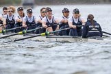 The Cancer Research UK Boat Race season 2017 - Women's Boat Race Fixture OUWBC vs Molesey BC: The OUWBC boat - bow Alice Roberts, 2 Beth Bridgman, 3 Rebecca Te Water Naude, 4 Rebecca Esselstein, 5 Chloe Laverack, 6 Harriet Austin, 7 Jenna Hebert, stroke Emily Cameron, cox Eleanor Shearer.
River Thames between Putney Bridge and Mortlake,
London SW15,

United Kingdom,
on 19 March 2017 at 16:01, image #53