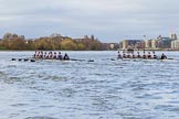The Cancer Research UK Boat Race season 2017 - Women's Boat Race Fixture OUWBC vs Molesey BC: Molesey and OUWBC in the Milepost area.
River Thames between Putney Bridge and Mortlake,
London SW15,

United Kingdom,
on 19 March 2017 at 16:02, image #58