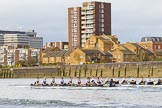 The Cancer Research UK Boat Race season 2017 - Women's Boat Race Fixture OUWBC vs Molesey BC: OUWBC still in the lead in the Harrods Repository area.
River Thames between Putney Bridge and Mortlake,
London SW15,

United Kingdom,
on 19 March 2017 at 16:04, image #70